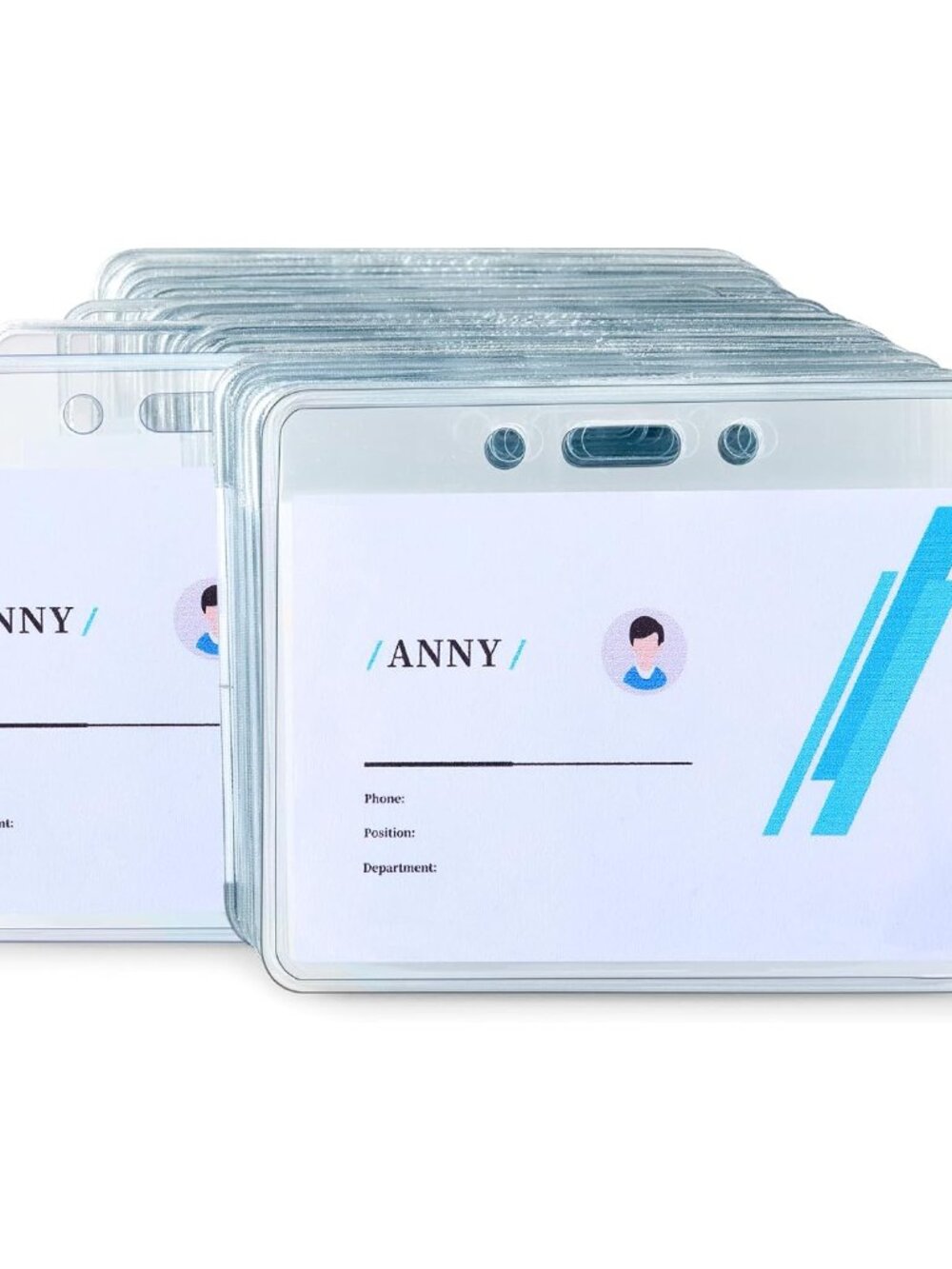 Horizontal Clear Plastic ID Badge Holders, 3.38" x 2.38", for Events, Pack of 50